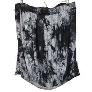 DJT Womens Mini Skirt Size XL Black White Tie Dye Pull On‎ Pleated Hippie Grunge
